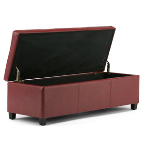 English Elm Avalon - Stylish Red Vegan Faux Leather Storage Ottoman Bench For Modern Living Spaces & More B136P158649