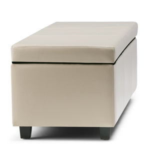 English Elm Avalon Storage Ottoman Bench - Elegant Satin Cream Faux Leather With Hidden Storage & Seating B136P158638