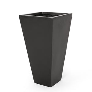 English Elm 13" Mgo Cast Stone Tapered Square Planter Architectural Matte Black Patio Accent Rust 69574.00BLK