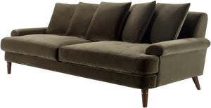 Cila CILA-001 29"H x 87"W x 40"D Sofa CILA-001  Upholstery: Olive; Base: Dark Brown Surya