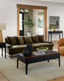 Cila CILA-001 29"H x 87"W x 40"D Sofa CILA-001  Upholstery: Olive; Base: Dark Brown Surya