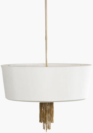 Surya Cimarron 25"L X 25"W X 27"H Modern Pendant Light - Handcrafted Linen & Glass For Stunning Decor Fixture, Gold Glass,Iron Cim-001