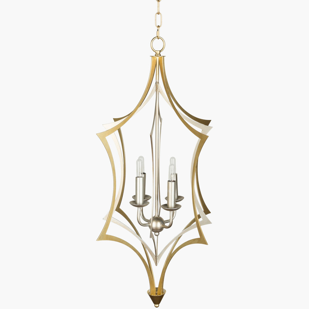 Surya Clarion 18" Modern Chandelier Light Fixture - Stylish Metal Design For Elegant Home Decor Revamp Fixture, Gold Iron Cio-001