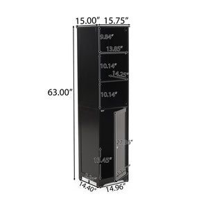 English Elm Christopher Knight Home® - BATHROOM Linen Tower Cabinet with Faux Wood Finish, Modern Slim Vertical Slat Design, Storage Organizer Black 66606.00BLK
