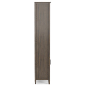 English Elm Ela Smoky Brown Bookcase with Shaker X Doors, Adjustable Shelves, Solid Wood Finish & Bronze Pulls B136P158601
