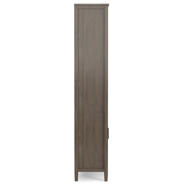 English Elm Ela Smoky Brown Bookcase with Shaker X Doors, Adjustable Shelves, Solid Wood Finish & Bronze Pulls B136P158601