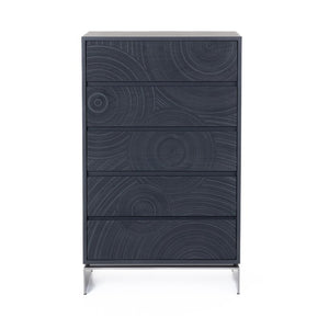 VIG Furniture Cirque Modern Black Ash Chest With Carved Concentric Rings, 5 Soft-Close Drawers & Metal Legs VGVC-J2368-5H