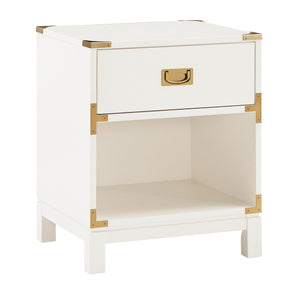 Homelegance By Top-Line Jameson 1-Drawer Gold Accent Nightstand White Wood