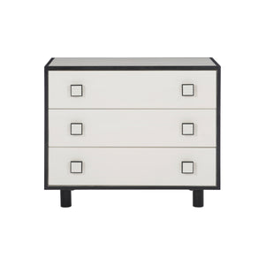 Bernhardt Bernhardt Glamorous Two-Tone Nightstand With Floating Soft-Close Drawers, Usb Charging Port Eggshell; Onyx 34" W x 18" D x 28.25" H 307230