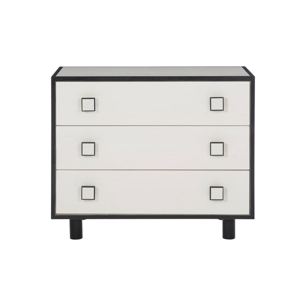 Bernhardt Bernhardt Glamorous Two-Tone Nightstand With Floating Soft-Close Drawers, Usb Charging Port Eggshell; Onyx 34" W x 18" D x 28.25" H 307230