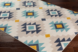 Livabliss City Collection Rustic Machine Woven Polypropylene Accent Rug for Entryways and Hallways Charcoal, Aqua 2'7" x 7'3" CIT2306-2773