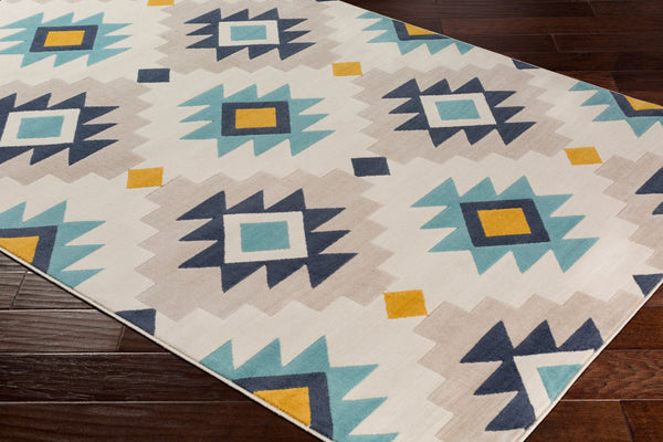 Livabliss City Collection Rustic Machine Woven Polypropylene Accent Rug for Entryways and Hallways Charcoal, Aqua 2'7" x 7'3" CIT2306-2773