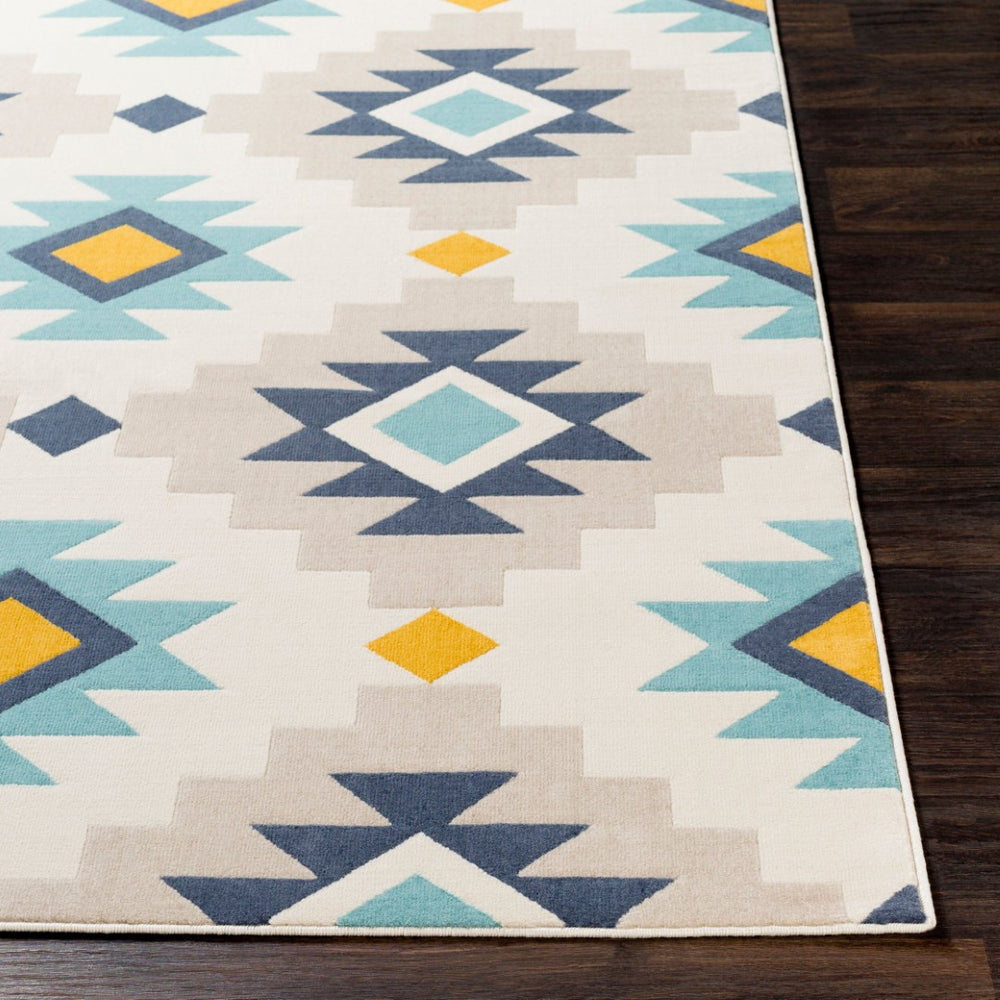 Livabliss City Collection Rustic Machine Woven Polypropylene Accent Rug for Entryways and Hallways Charcoal, Aqua 2'7" x 7'3" CIT2306-2773