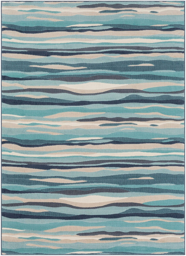 Livabliss City Geometric Polypropylene Area Rug Mid Century Modern Accent for Living Rooms Aqua, Light Bei 5'3" x 7'3" CIT2321-5373