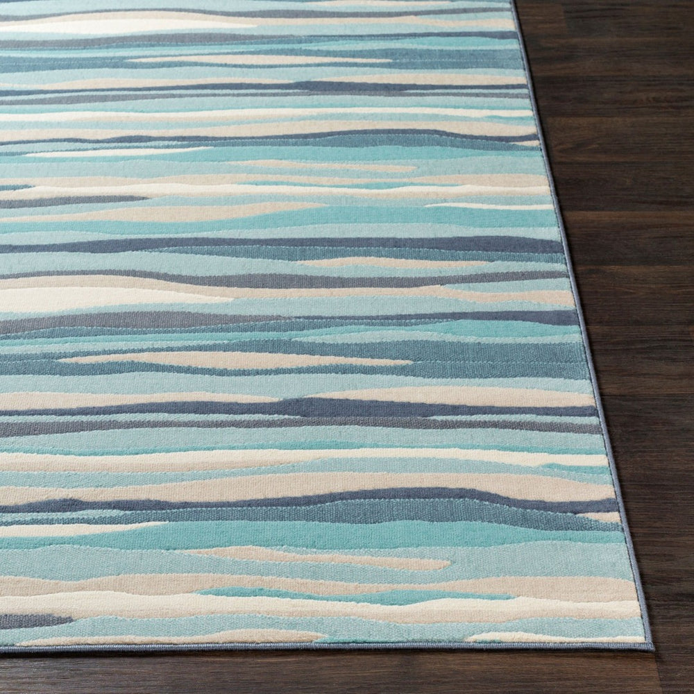 Livabliss City Geometric Polypropylene Area Rug Mid Century Modern Accent for Living Rooms Aqua, Light Bei 5'3" x 7'3" CIT2321-5373