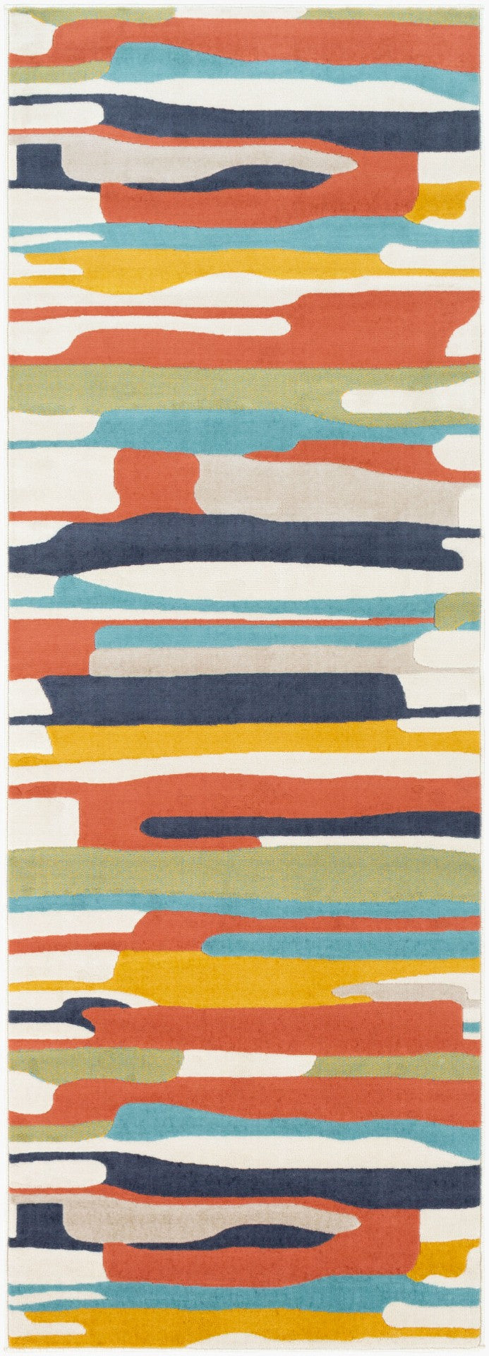 Livabliss City Geometric Polypropylene Area Rug Turkish Woven for Entryways and High Traffic Spaces Orange, Charcoa 2'7" x 7'3" CIT2339-2773