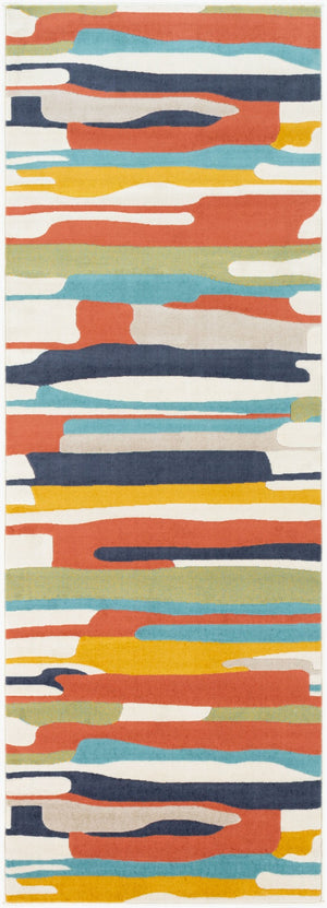 Livabliss City Geometric Polypropylene Area Rug Turkish Woven for Entryways and High Traffic Spaces Orange, Charcoa 2'7" x 7'3" CIT2339-2773