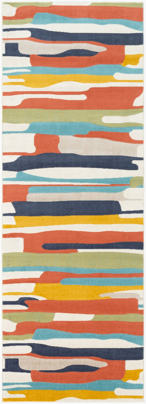 Livabliss City Geometric Polypropylene Area Rug Turkish Woven for Entryways and High Traffic Spaces Orange, Charcoa 2'7" x 7'3" CIT2339-2773
