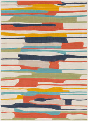 Livabliss City Geometric Polypropylene Area Rug Turkish Woven for Entryways and High Traffic Spaces Orange, Charcoa 5'3" x 7'3" CIT2339-5373