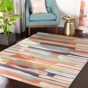 Livabliss City Geometric Polypropylene Area Rug Turkish Woven for Entryways and High Traffic Spaces Orange, Charcoa 5'3" x 7'3" CIT2339-5373