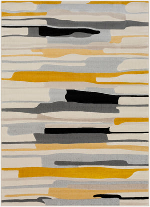 Livabliss City Geometric Polypropylene Area Rug Turkey Woven Urban Modern Entryway Accent Mustard, Black 6'7" x 9' CIT2340-679