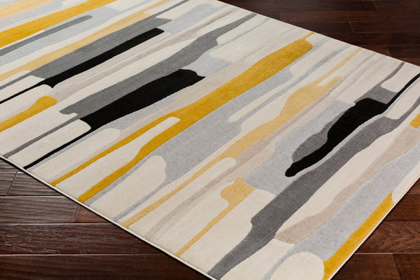 Livabliss City Geometric Polypropylene Area Rug Turkey Woven Urban Modern Entryway Accent Mustard, Black 6'7" x 9' CIT2340-679