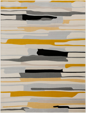 Livabliss City Geometric Polypropylene Area Rug Turkey Woven Urban Modern Entryway Accent Mustard, Black 7'9" x 10'2" CIT2340-710103