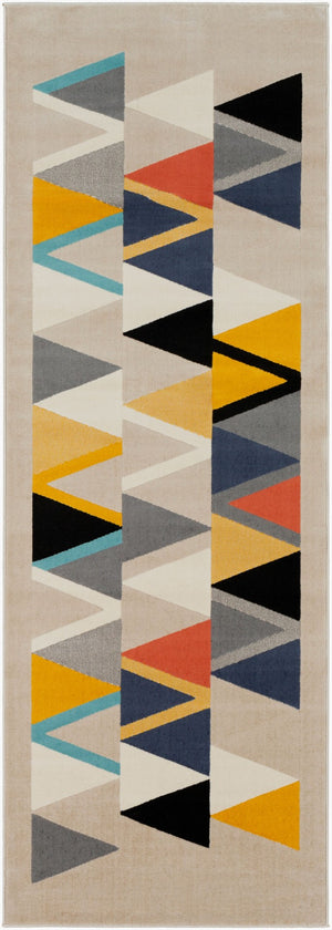Livabliss City Machine Woven Polypropylene Mid-century Modern Rug for Entryway Bedroom Accent Mustard, Aqua 2'8" x 7'3" CIT2350-2773