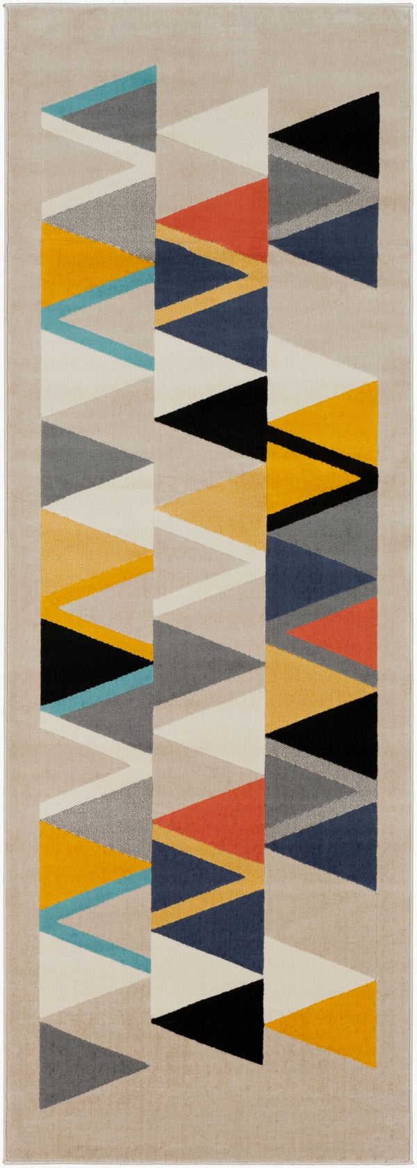 Livabliss City Machine Woven Polypropylene Mid-century Modern Rug for Entryway Bedroom Accent Mustard, Aqua 2'8" x 7'3" CIT2350-2773