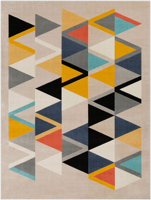 Livabliss City Machine Woven Polypropylene Mid-century Modern Rug for Entryway Bedroom Accent Mustard, Aqua 7'9" x 10'2" CIT2350-710103