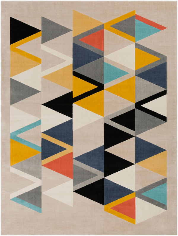 Livabliss City Machine Woven Polypropylene Mid-century Modern Rug for Entryway Bedroom Accent Mustard, Aqua 7'9" x 10'2" CIT2350-710103