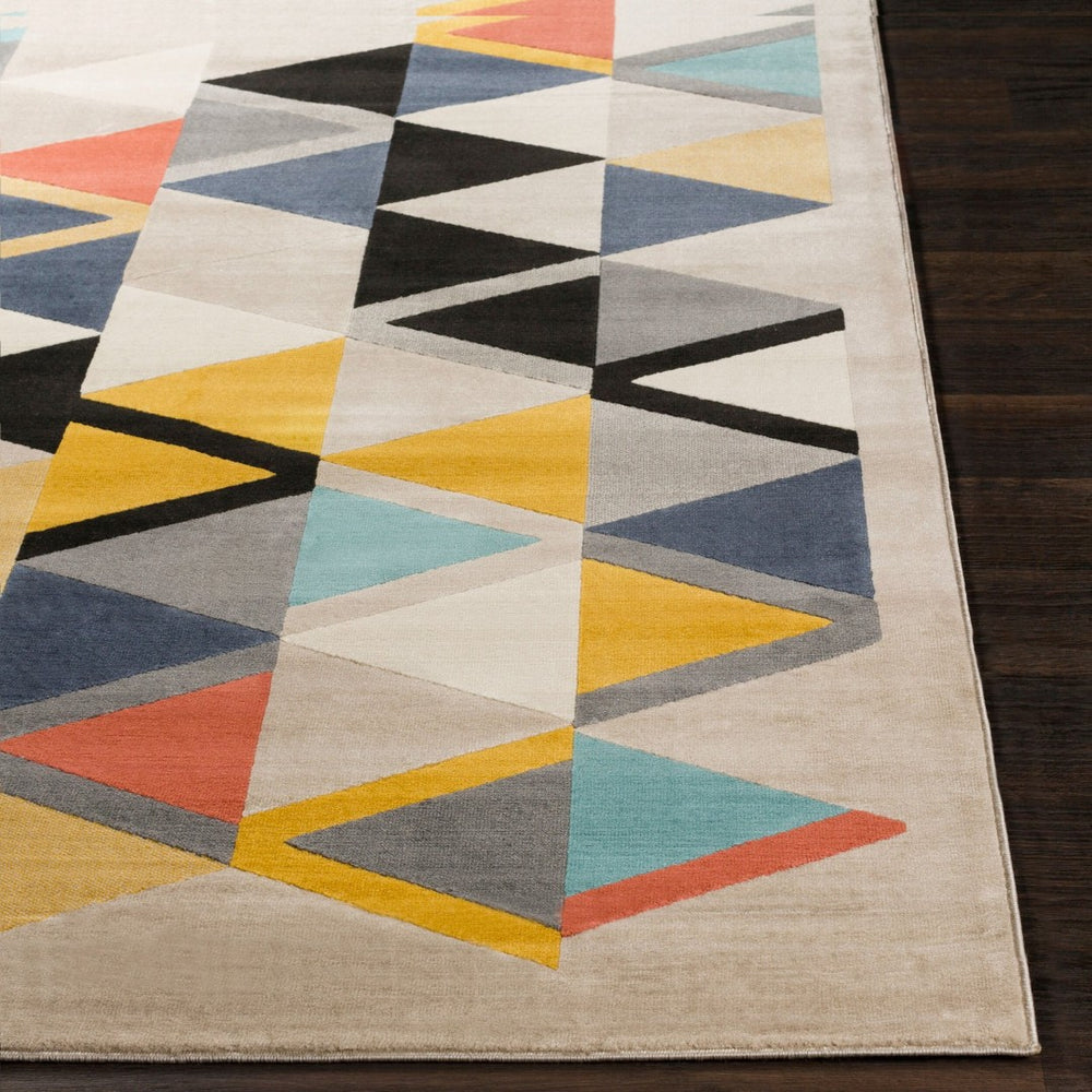 Livabliss City Machine Woven Polypropylene Mid-century Modern Rug for Entryway Bedroom Accent Mustard, Aqua 2' x 2'11" CIT2350-23