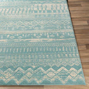 Livabliss City Machine Woven Polypropylene Accent Rug Durable Indoor Outdoor Small Space Pattern Aqua, Light Bei 7'3" x 2'8" CIT2363-2773