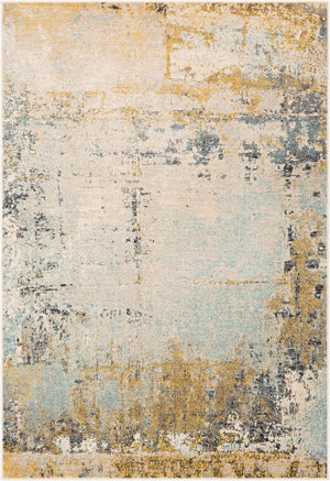 Livabliss City Machine Woven Polypropylene Runner Rug Mid-century Modern Hallway Entryway Accent Mustard, Aqua 5'3" x 7'3" CIT2378-5373