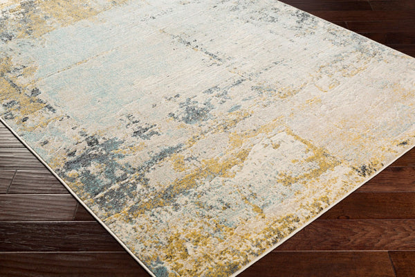 Livabliss City Machine Woven Polypropylene Runner Rug Mid-century Modern Hallway Entryway Accent Mustard, Aqua 5'3" x 7'3" CIT2378-5373