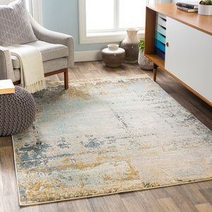 Livabliss City Machine Woven Polypropylene Runner Rug Mid-century Modern Hallway Entryway Accent Mustard, Aqua 5'3" x 7'3" CIT2378-5373