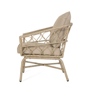 English Elm Christopher Knight Home® - BRUCE Club Chair Set - Brown PE Rattan & Iron Frame, Boho Outdoor Seating with Water-Resistant Cushions 70415.00LBRN
