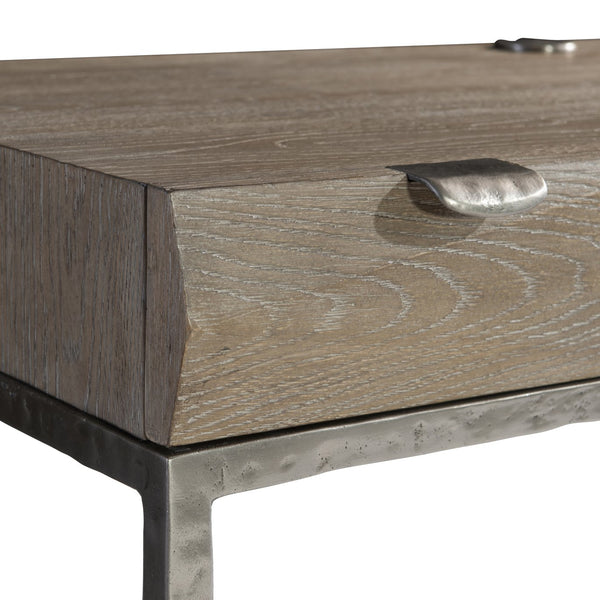 Bernhardt Bernhardt Aventura Desk With White Oak Top, Textured Aluminum Frame, Integrated Power & Drawers D21514