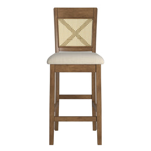 Homelegance By Top-Line Delroy Cane Accent X-Back Counter Height Stools (Set of 2) Oak Rubberwood