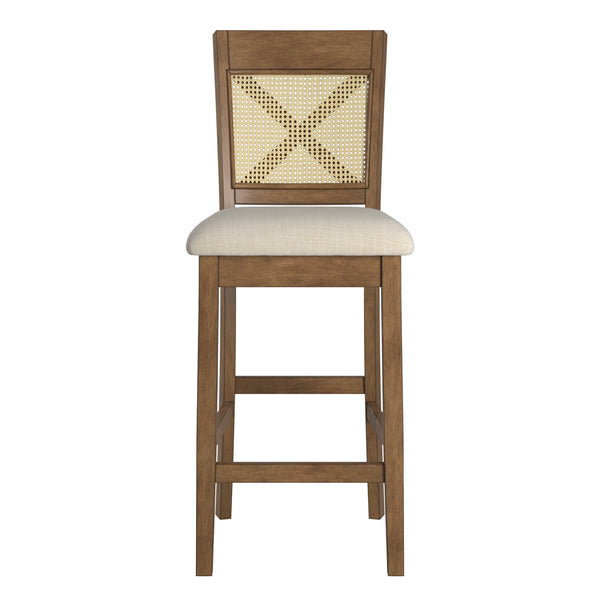 Homelegance By Top-Line Delroy Cane Accent X-Back Counter Height Stools (Set of 2) Oak Rubberwood