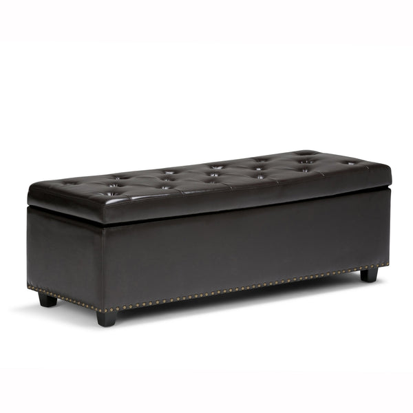 English Elm Hamilton Storage Ottoman – Elegant Coffee Brown Faux Leather With Hidden Storage & Versatile Use B136P158170