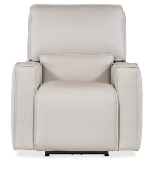 Hooker Furniture Miles Zero Gravity Recliner In Oslo Pebble Leather With Power Headrest, Usb Charging, Sleek Base Grey SS727-PHZ1-001