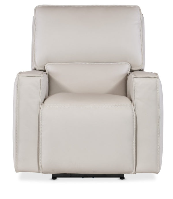 Hooker Furniture Miles Zero Gravity Recliner In Oslo Pebble Leather With Power Headrest, Usb Charging, Sleek Base Grey SS727-PHZ1-001