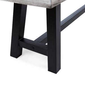 English Elm Dark Acacia Slatted Dining Bench Handcrafted with Iron Frame for Farmhouse Spaces Grey+Black 54562.00SGRY