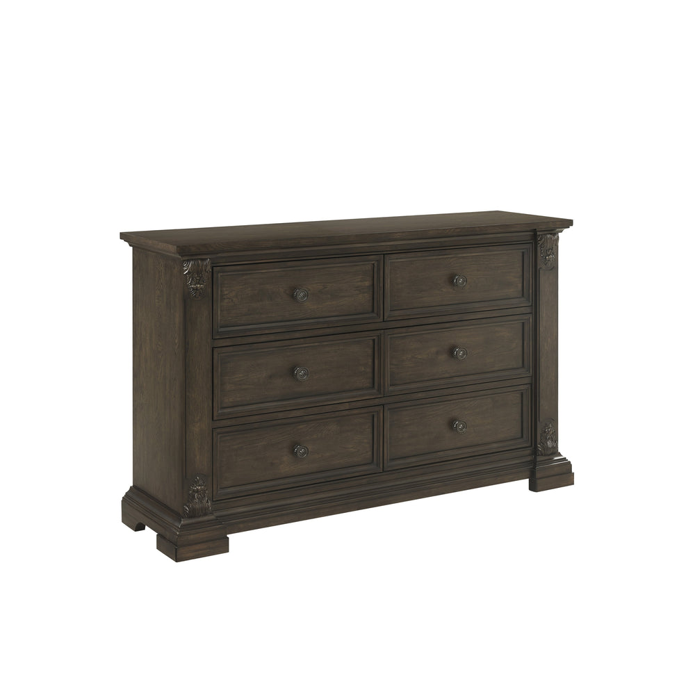 A.R.T. Furniture Heritage Hill Dresser - Elegant Acacia & White Oak Storage Solution With Antique Pewter Hardware Brown Six (6) Drawers For Storage (Interior Drawers, 26”W X 13.5”D X 7.2”H) 341130-2816