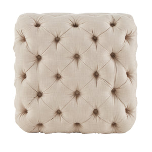 Homelegance By Top-Line Raegan Beige Linen Tufted Ottoman Beige Linen
