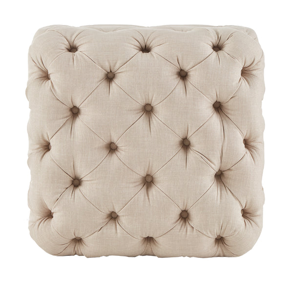 Homelegance By Top-Line Raegan Beige Linen Tufted Ottoman Beige Linen