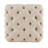 Homelegance By Top-Line Raegan Beige Linen Tufted Ottoman Beige Linen