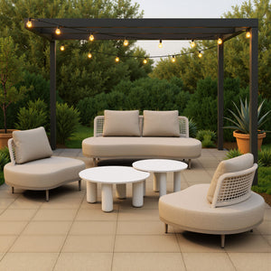 Zuo Modern Ruhe Sofa - Modern Outdoor Seating In High-quality Materials For Patios, Gardens, And Balconies Beige 100% Olefin,Aluminum,100% Polyethylene 704124-zuo-modern