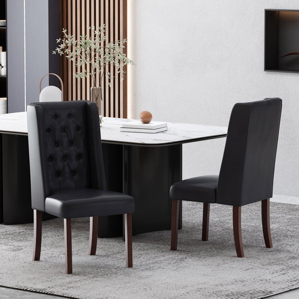 English Elm Dining Chair Set of Two Wingback Button Tufted High Back Birch Leg Upholstered 61539.00PUMDNT
